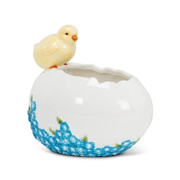 Abbott Other - NWT Abbott Chick On Egg Bowl Planter White Blue Yellow